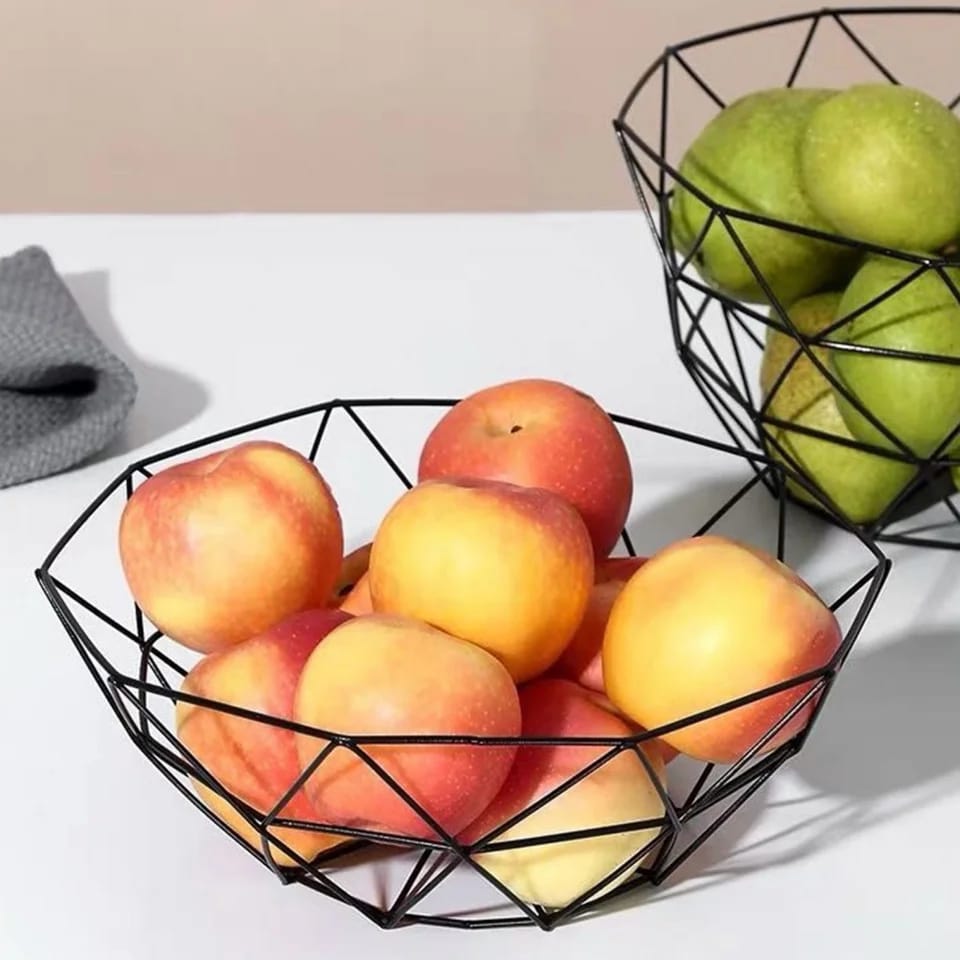 Creative Iron Fruit Basket-(5291) Black Fruit Baskets Apricot   