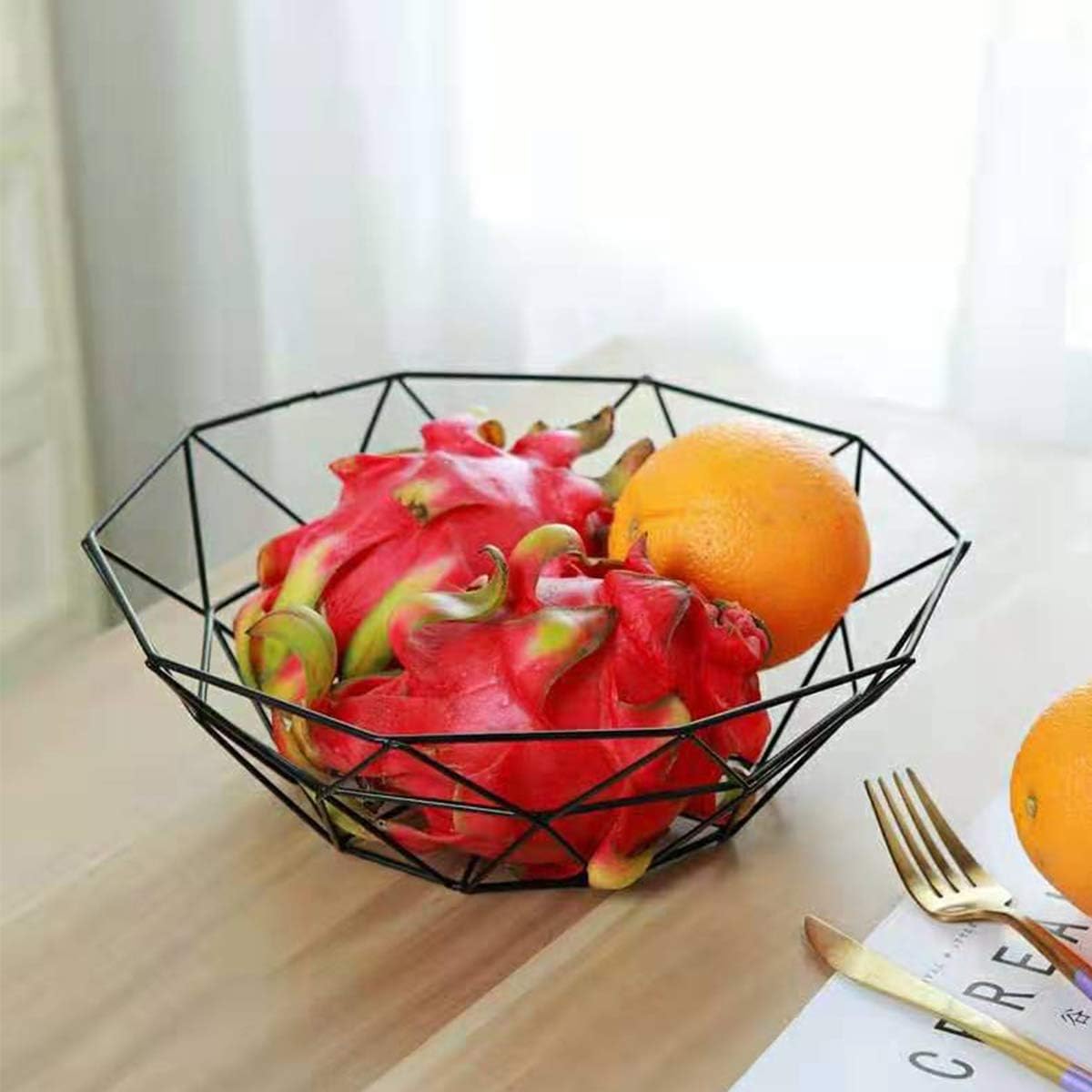 Creative Iron Fruit Basket-(5291) Black Fruit Baskets Apricot   