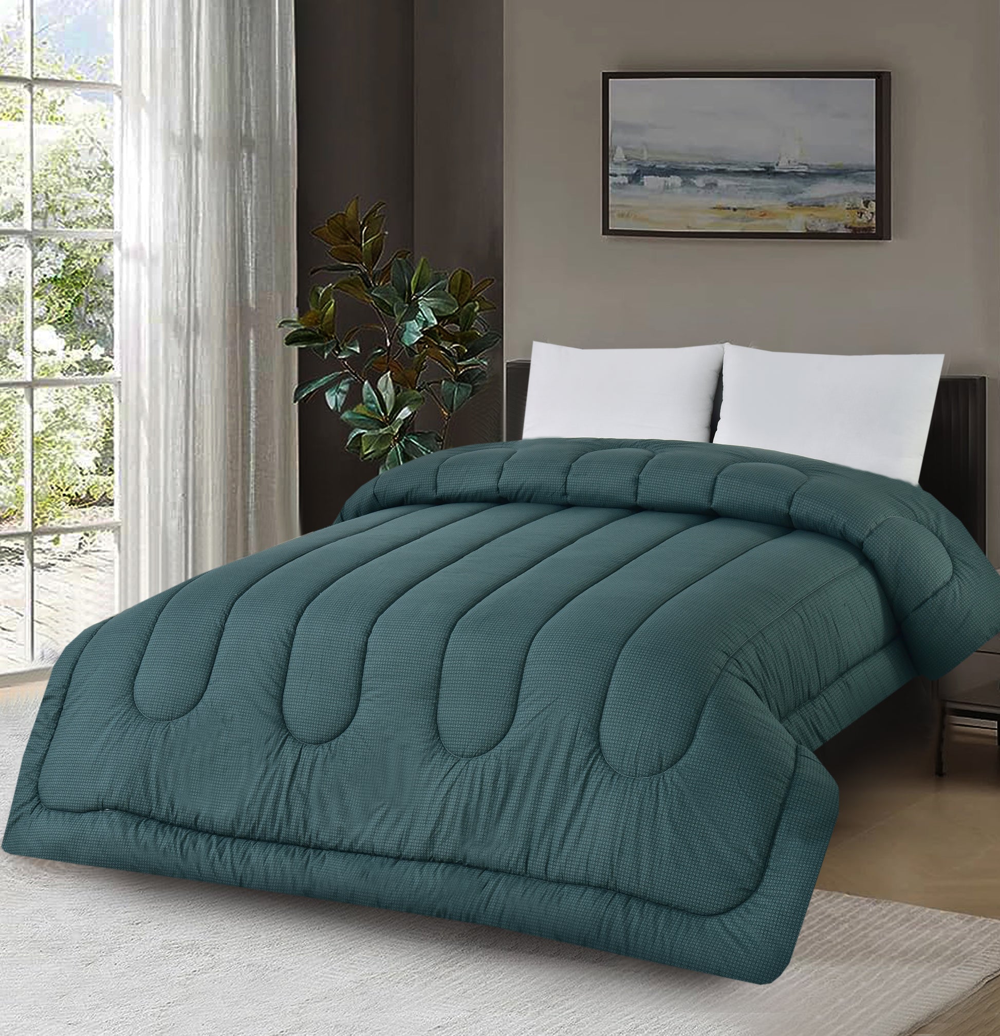 1 PC Single Comforter-Green Buds Comforters Apricot