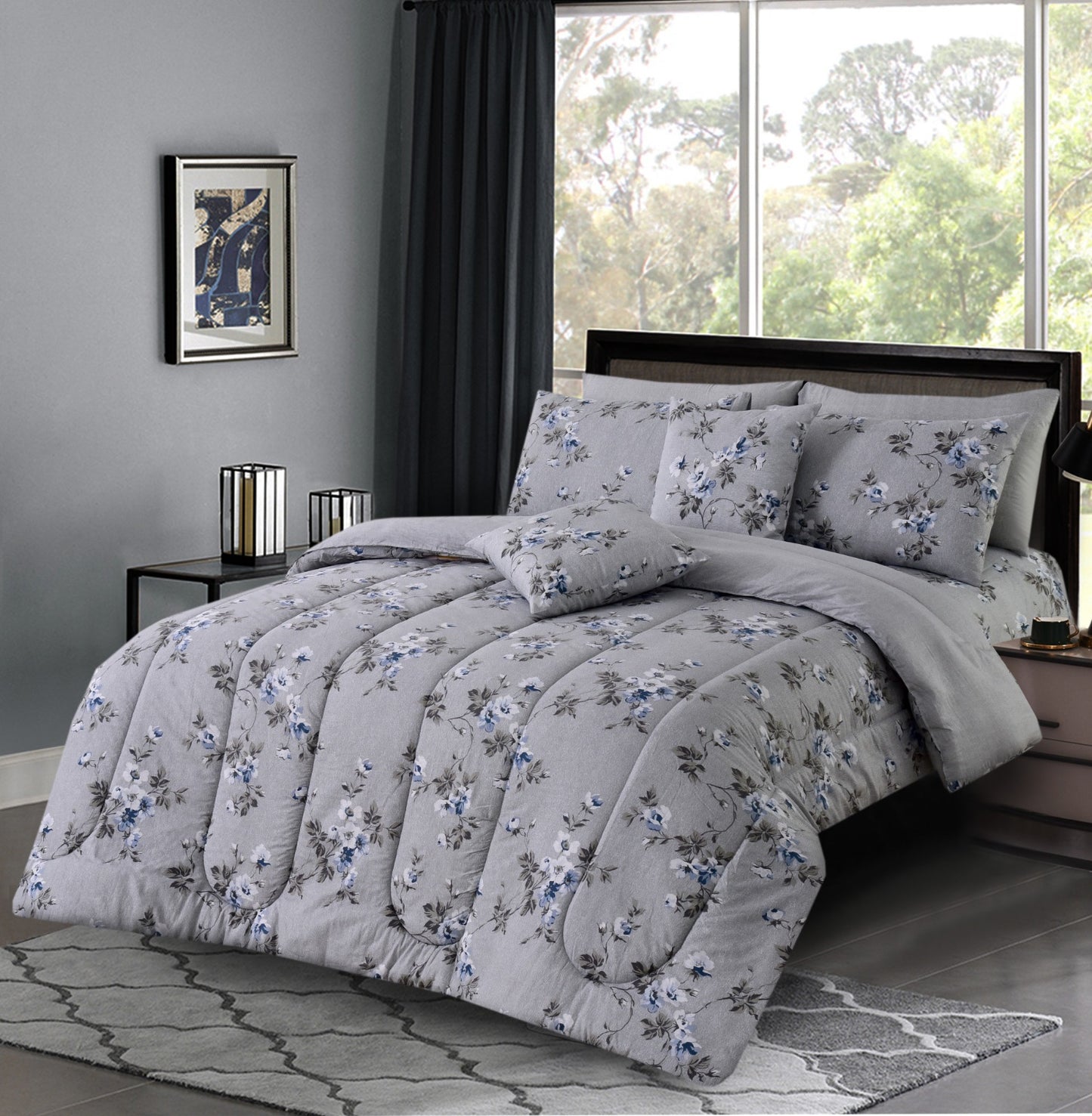 8 PCs Winter Comforter Set-Daisy