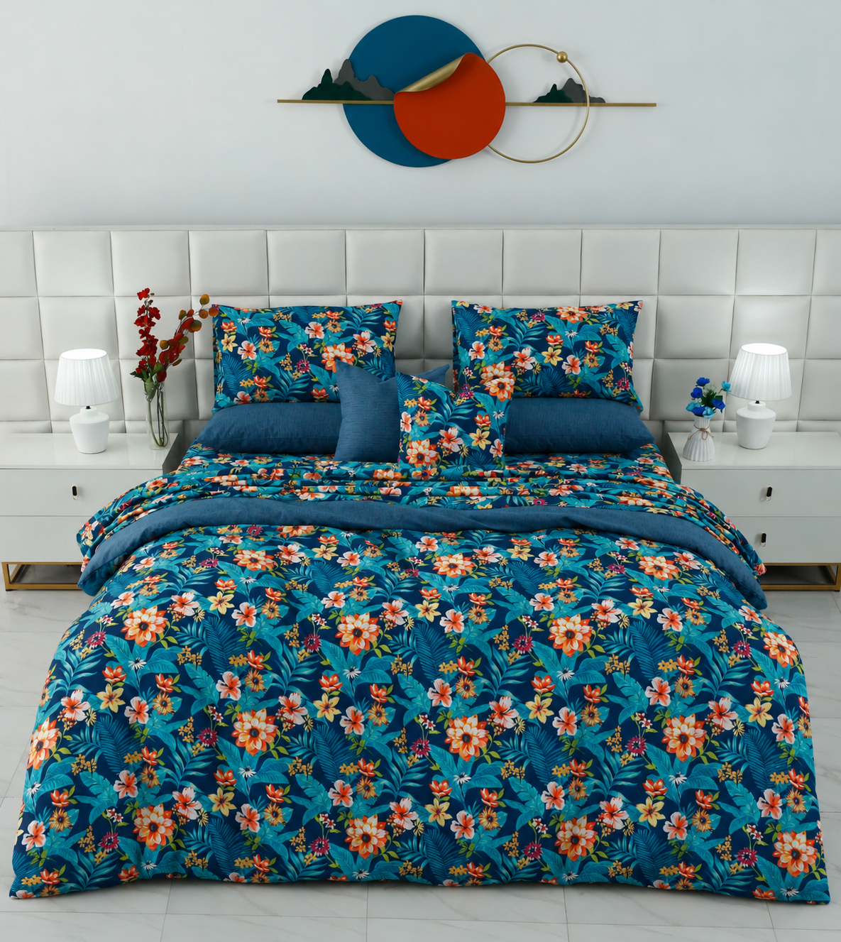 Cotton Quilt Cover- Tropical Tide Bed Sheets Apricot