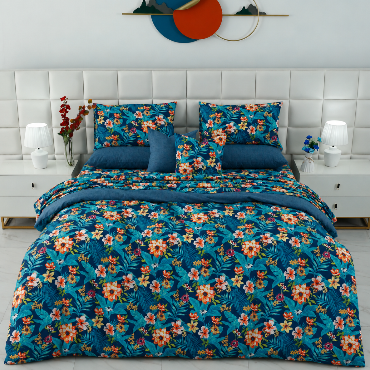 Cotton Quilt Cover- Tropical Tide Bed Sheets Apricot