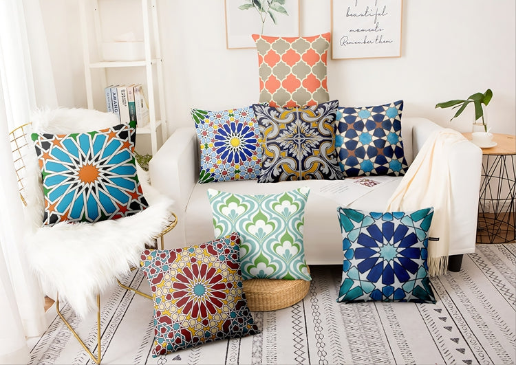 Digital Printed Cushions Assorted 7 PCs-Rhombus Apricot