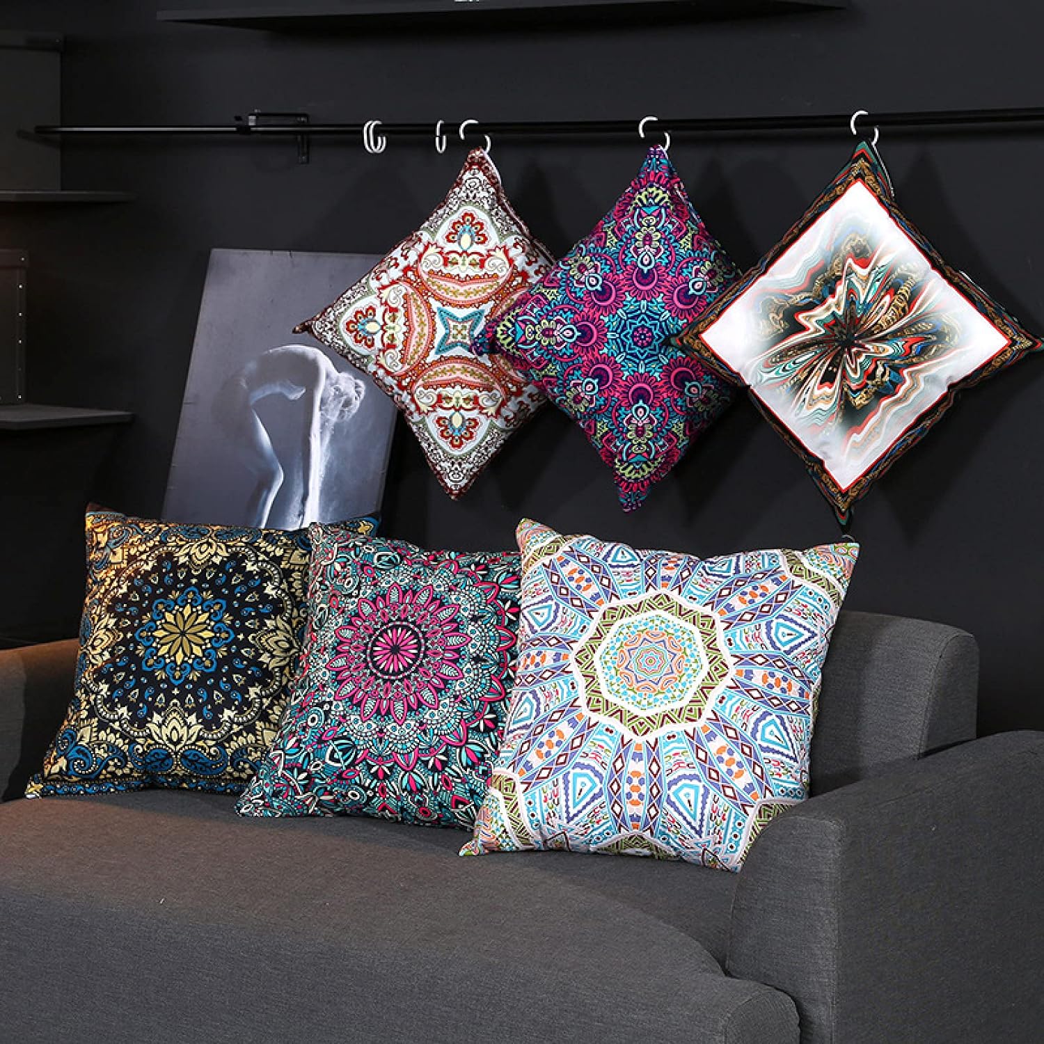 Digital Printed Cushions Assorted 7 PCs-Turkish Design cushions Apricot   