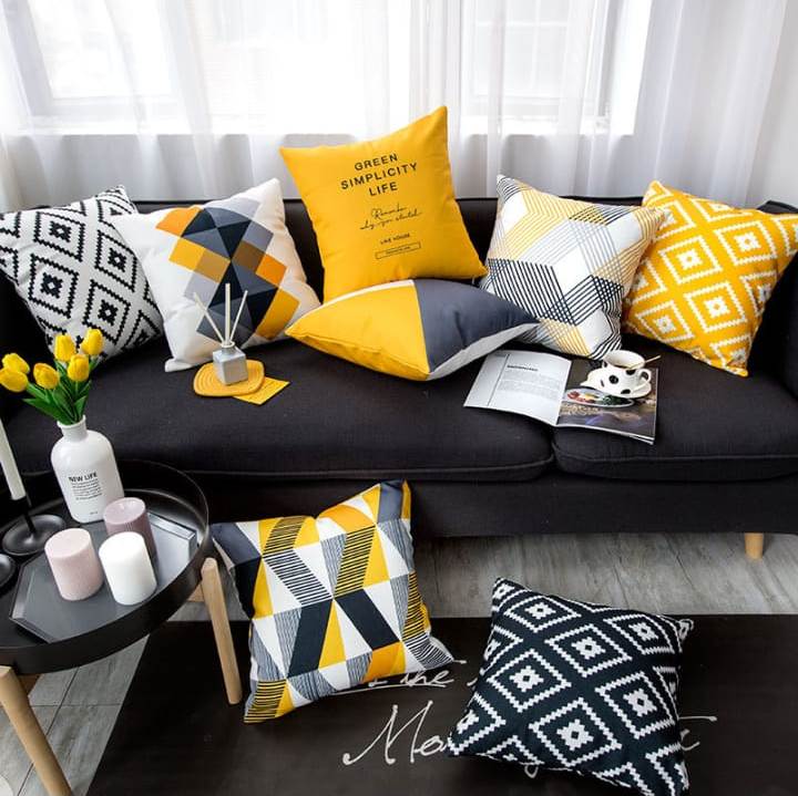 Digital Printed Cushions Assorted 8 PCs- Simplicity cushions Apricot   