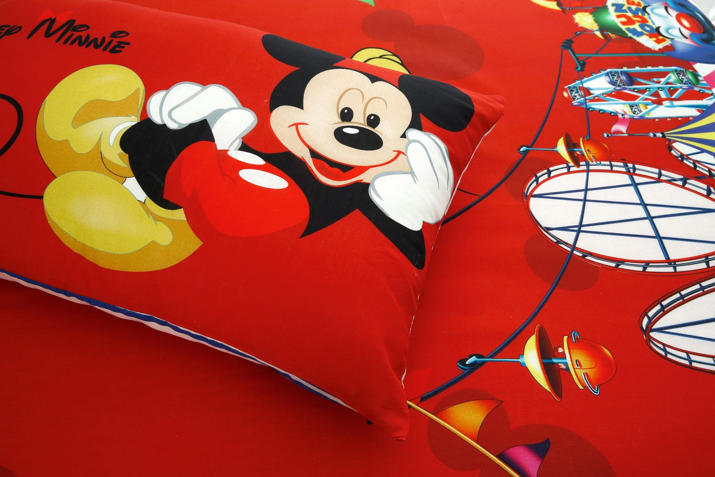 Digital Printed Junior Single Bed Sheet-Mickey Minnie kids Bed Sheet Apricot   