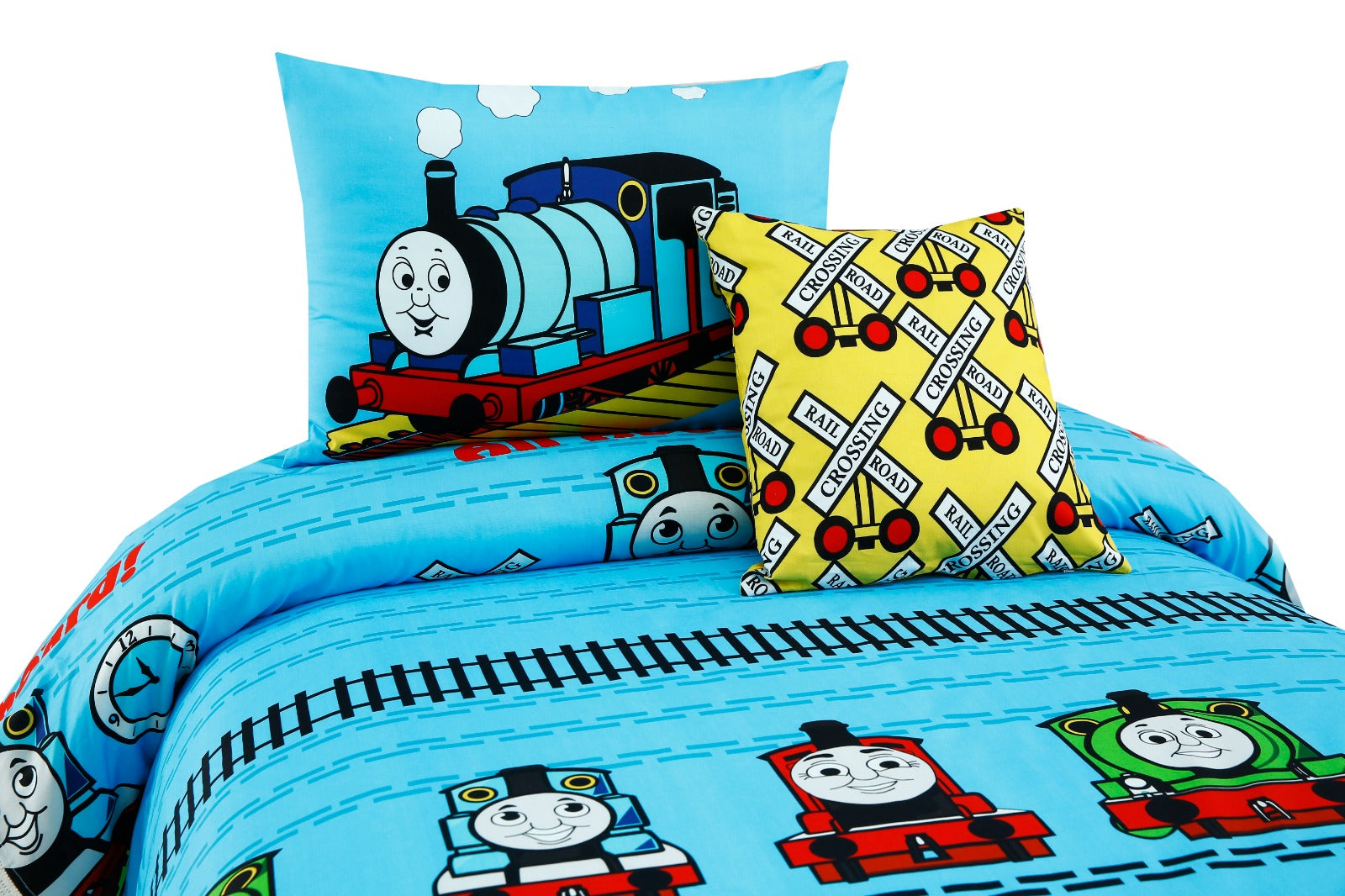 Digital Printed Junior Single Bed Sheet-Train Party kids Bed Sheet Apricot   