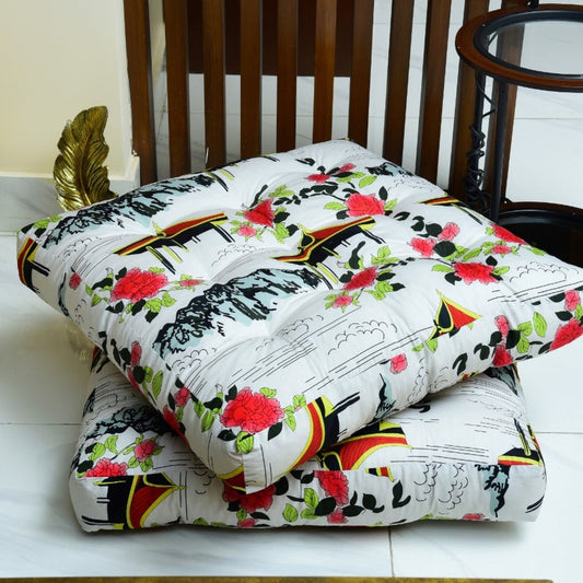 Digital Printed Square Floor Cushions-Angels Era cushions Apricot   