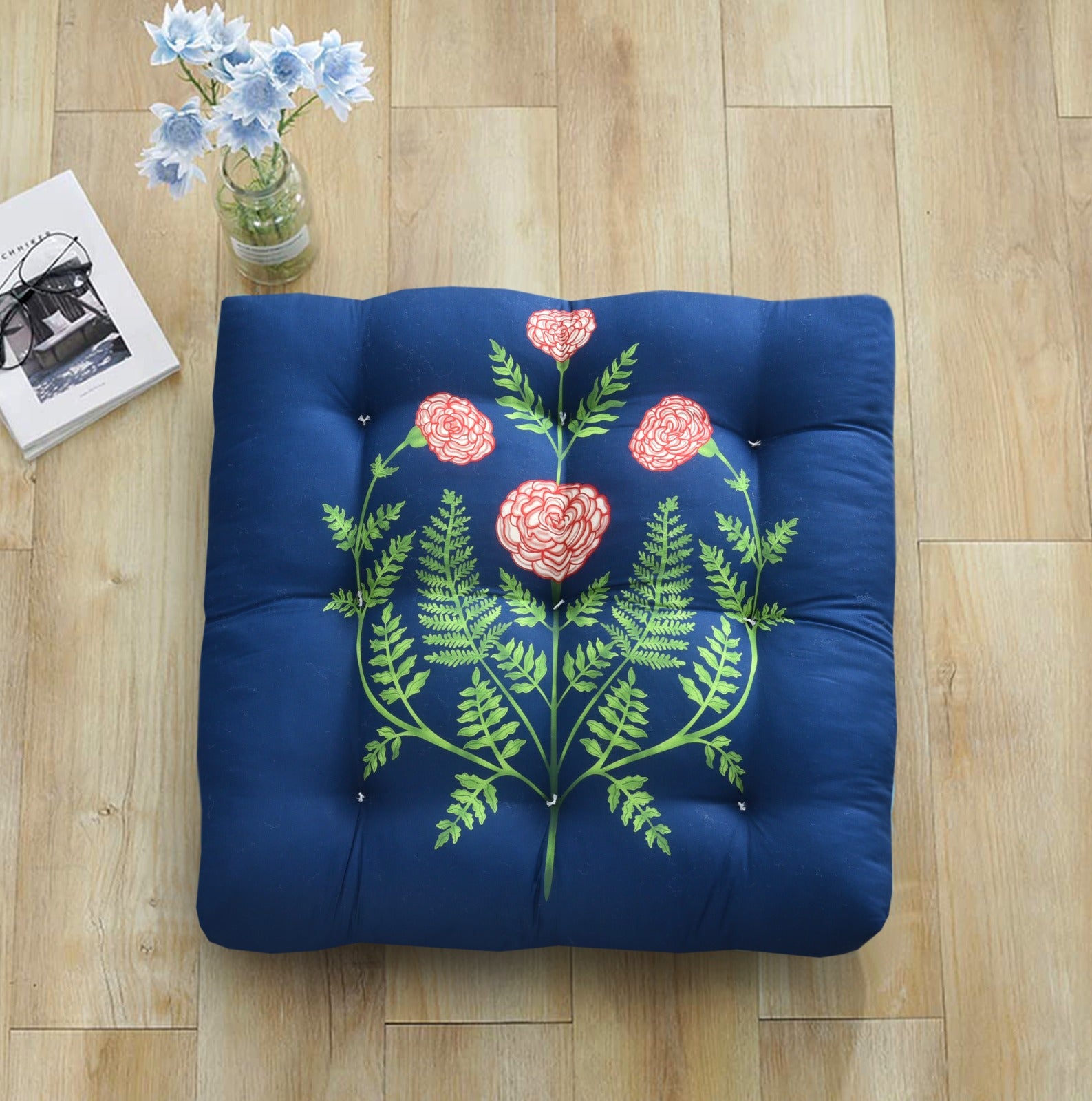 Digital Printed Square Floor Cushions-Bunchy cushions Apricot   