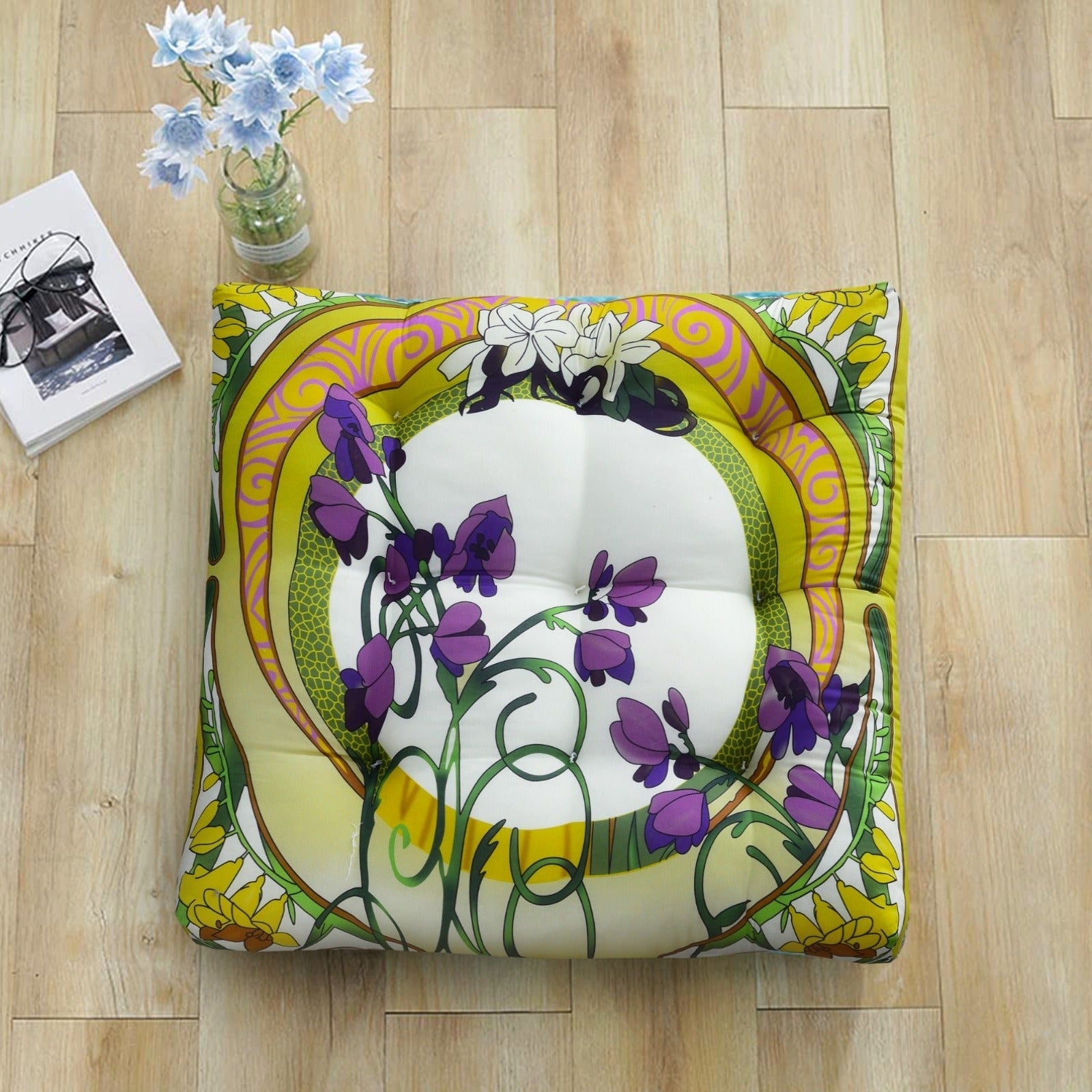 Digital Printed Square Floor Cushions- Nova cushions Apricot 1 PC  