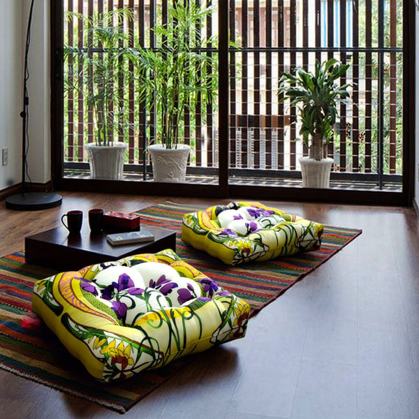 Digital Printed Square Floor Cushions-Nova Apricot