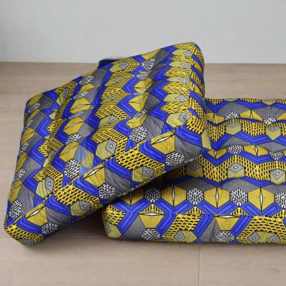 Digital Printed Square Floor Cushions- Pyramids cushions Apricot   