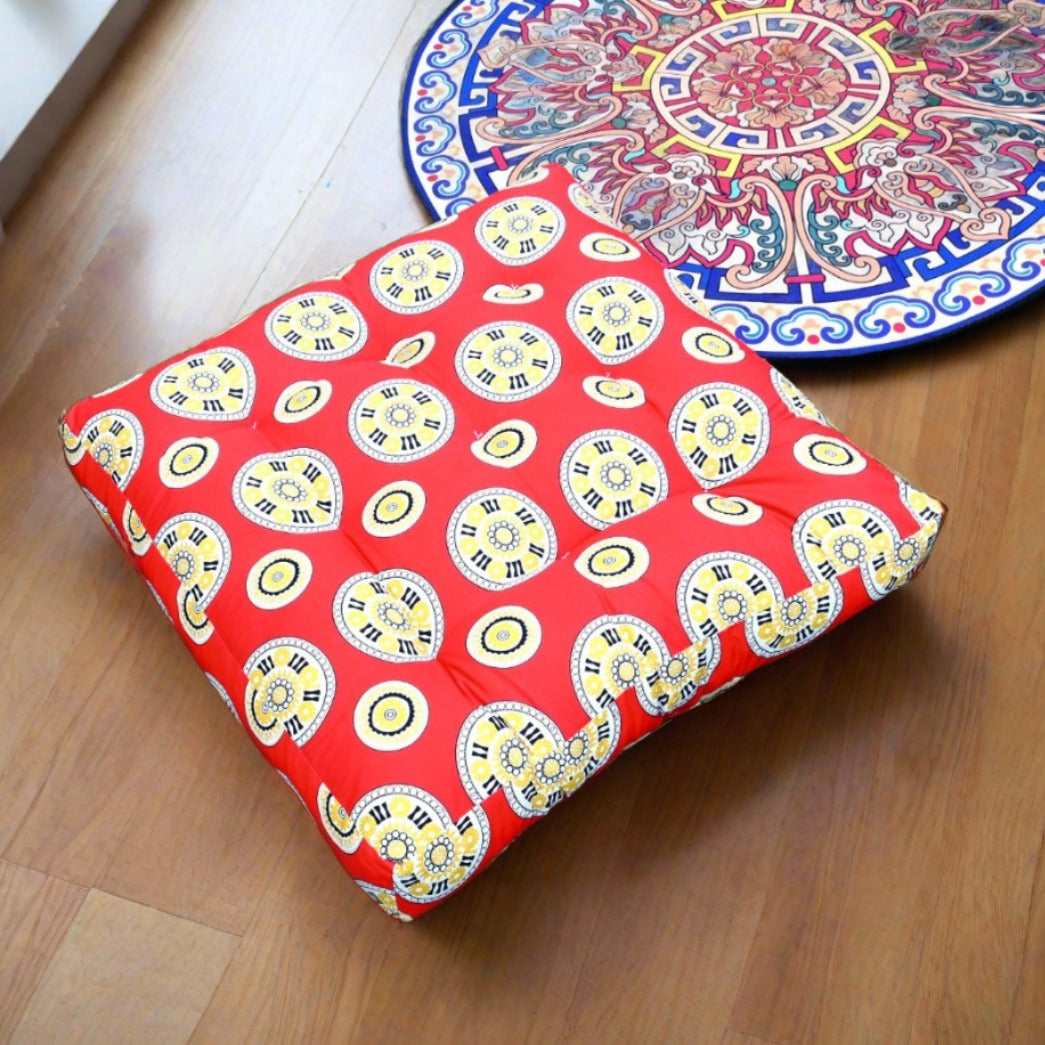 Digital Printed Square Floor Cushions- Rangoo cushions Apricot   