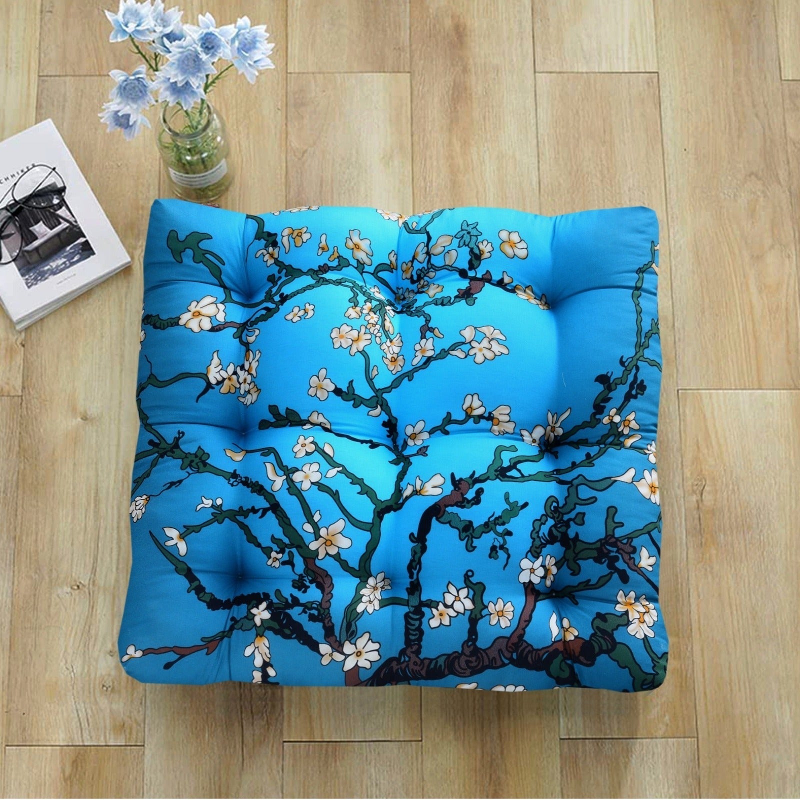 Digital Printed Square Floor Cushions- Roots cushions Apricot 1 PC  