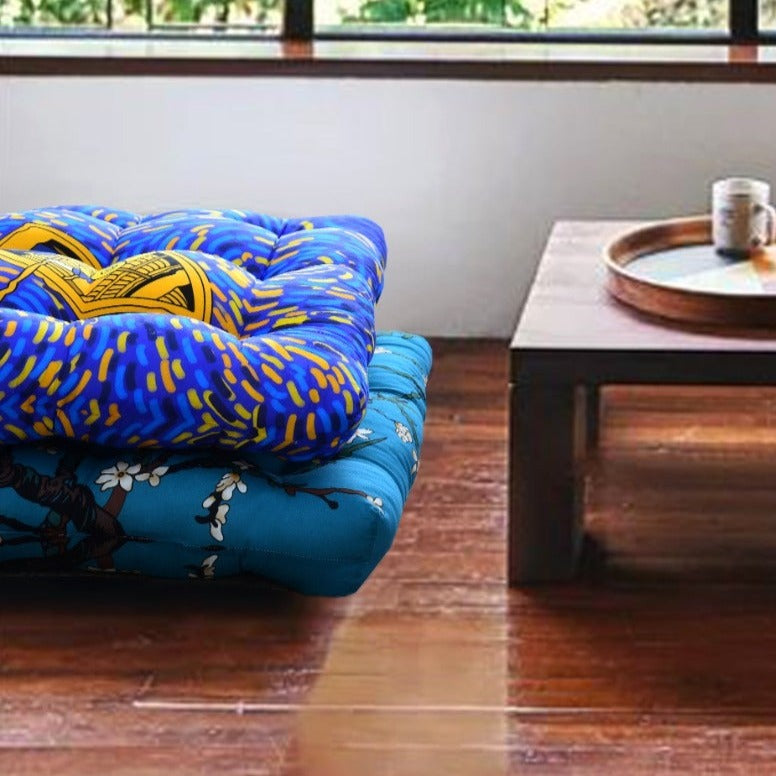 Digital Printed Square Floor Cushions- Van Gogh Boat cushions Apricot   