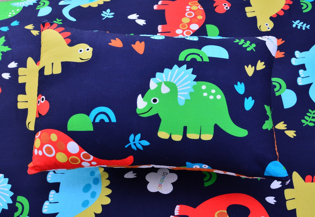 2Pcs Digital Printed Single Bed Sheet- Dinasaours single bed sheet Apricot