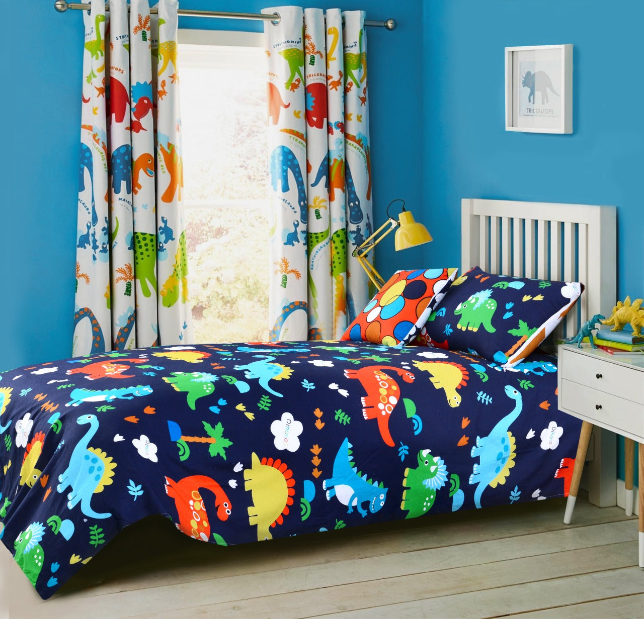 2Pcs Digital Printed Single Bed Sheet- Dinasaours single bed sheet Apricot