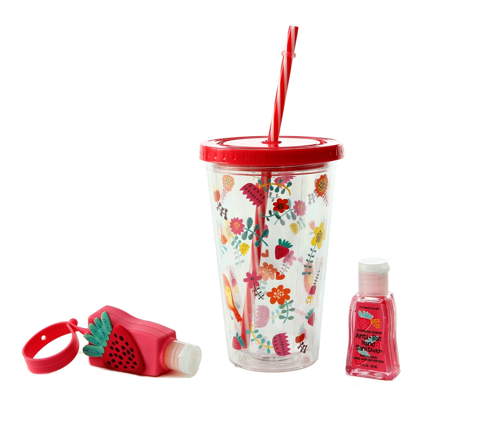 Double Walled Thick ACRYLIC Mug with Straw and 2hand Sanitizer Jars-Fruits Spice and sugar Jar Apricot   