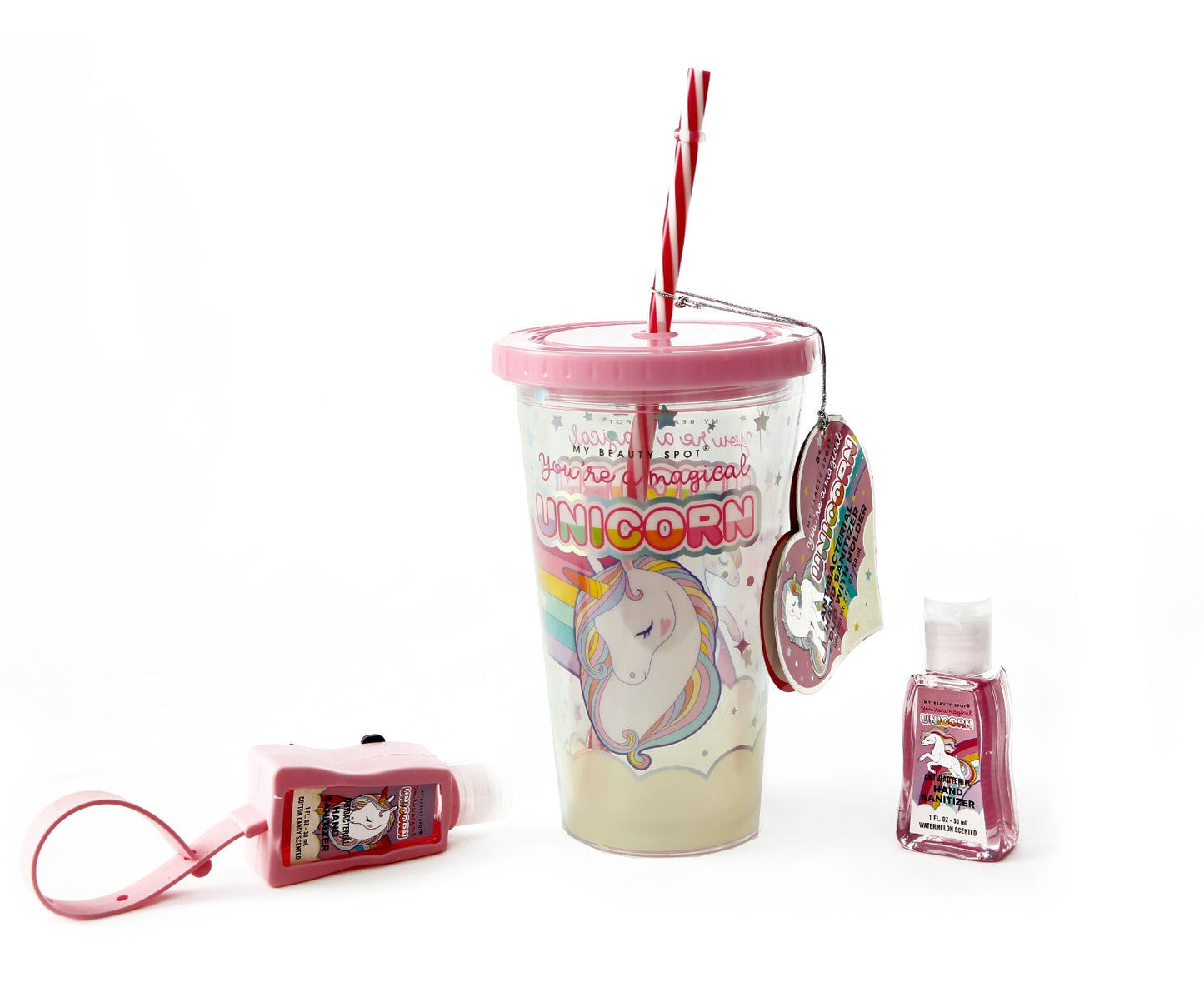 Double Walled Thick ACRYLIC Mug with Straw and 2hand Sanitizer Jars-Rainbow Spice and sugar Jar Apricot   