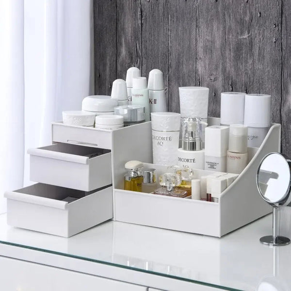 Makeup Organizer with Drawers- White