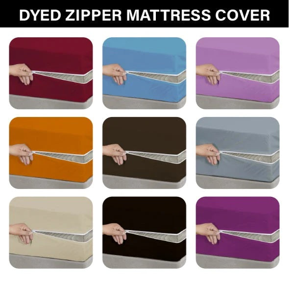 Zipper Mattress Cover Printed-Navy Blue Protectors Apricot