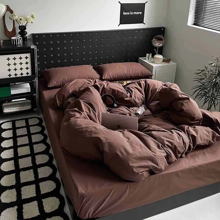 8 PCs Winter Razai Set-Solid Brown – Apricot