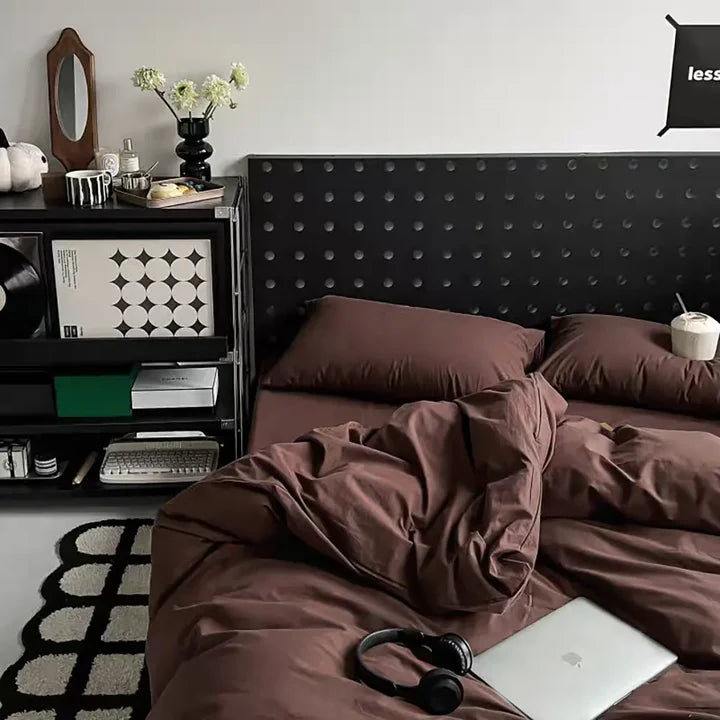 8 PCs Winter Razai Set-Solid Brown Comforters Apricot