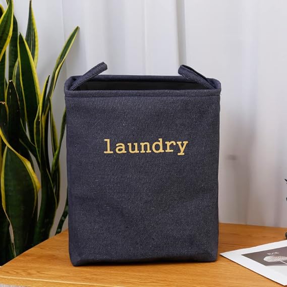 Eva Collapsible Laundry Basket-Blue  Apricot   