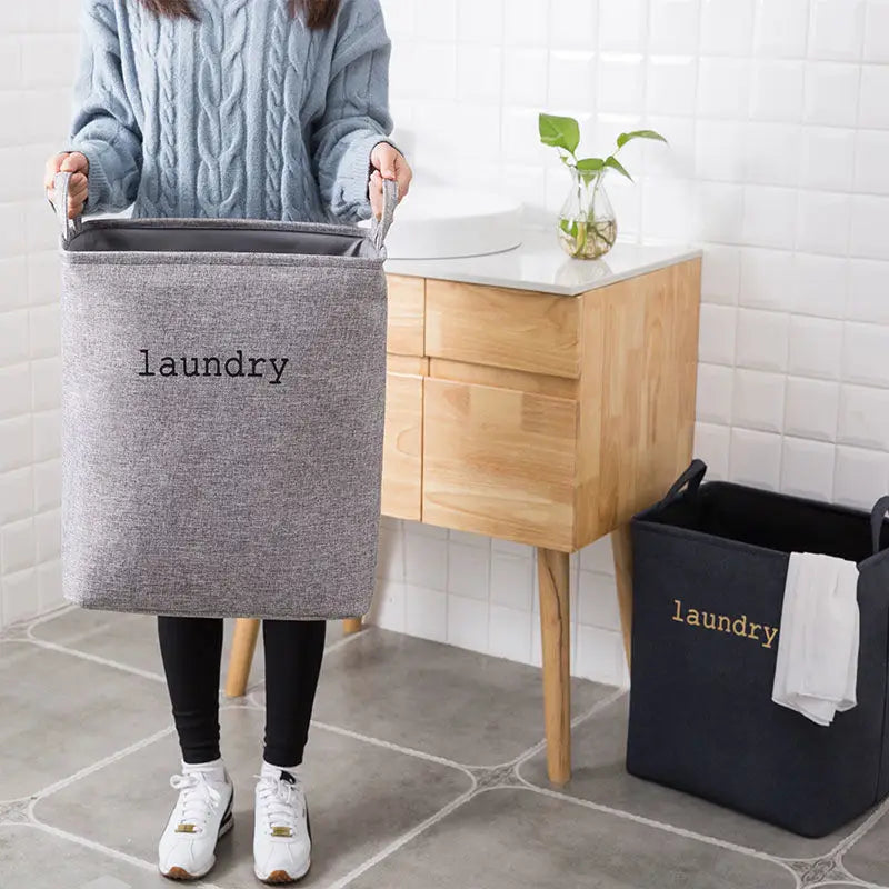 Eva Collapsible Laundry Basket-Blue  Apricot   