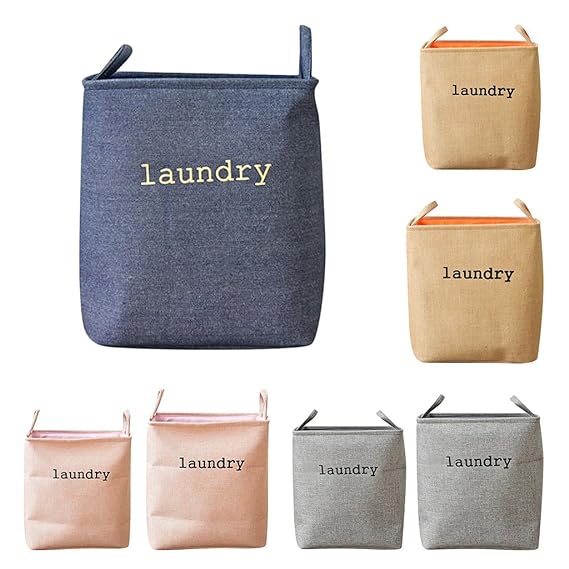 Eva Collapsible Laundry Basket-Blue  Apricot   