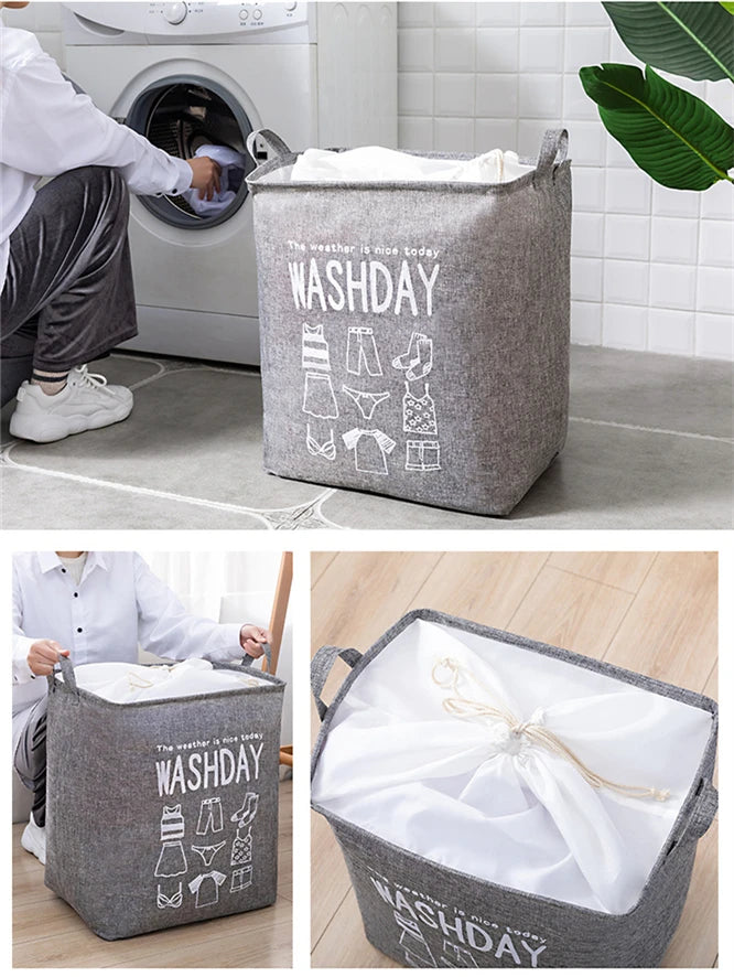 Eva Collapsible Laundry Basket Wash Day(1948)-Grey  Apricot   