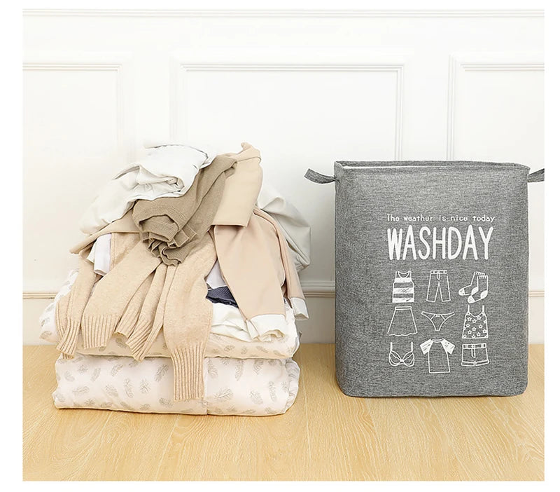 Eva Collapsible Laundry Basket Wash Day(1948)-Grey  Apricot   