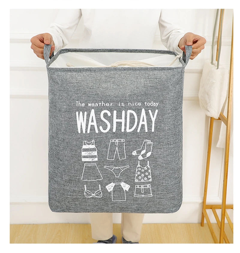 Eva Collapsible Laundry Basket Wash Day(1948)-Grey  Apricot   