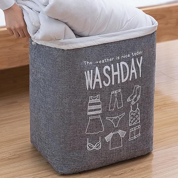 Eva Collapsible Laundry Basket Wash Day(1948)-Grey  Apricot   