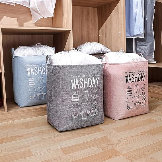 Eva Collapsible Laundry Basket Wash Day(1948)-Grey  Apricot   