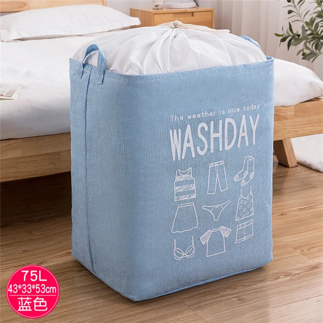 Eva Collapsible Laundry Basket Wash Day-Sky blue  Apricot   