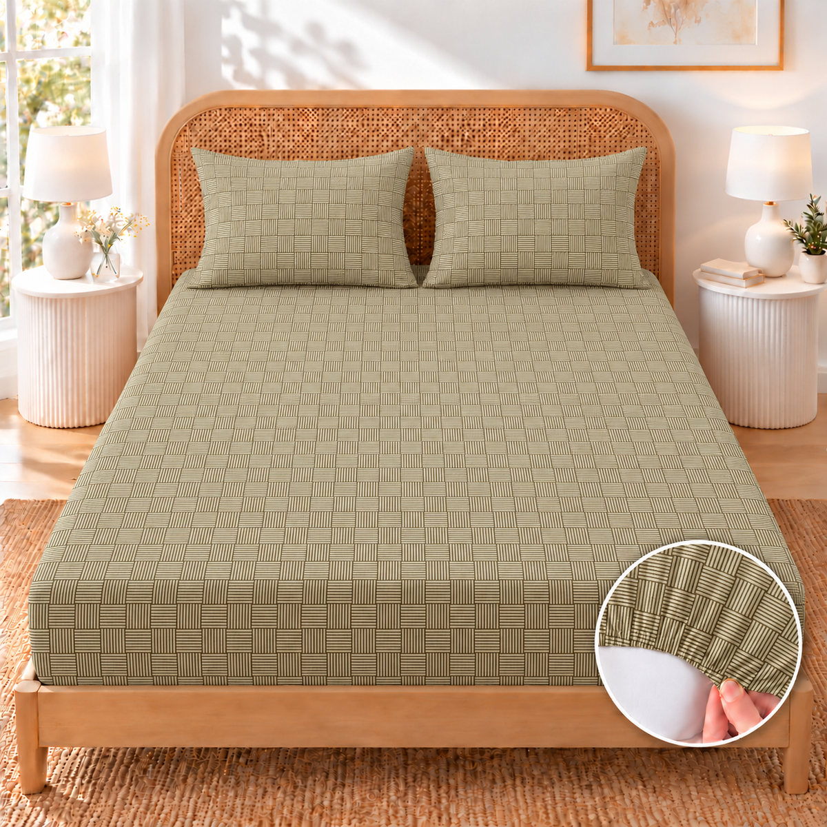Fitted Bed Sheet- FT007 Fitted Sheets Apricot