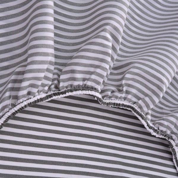 Fitted Bed Sheet-Grey Stripe Apricot