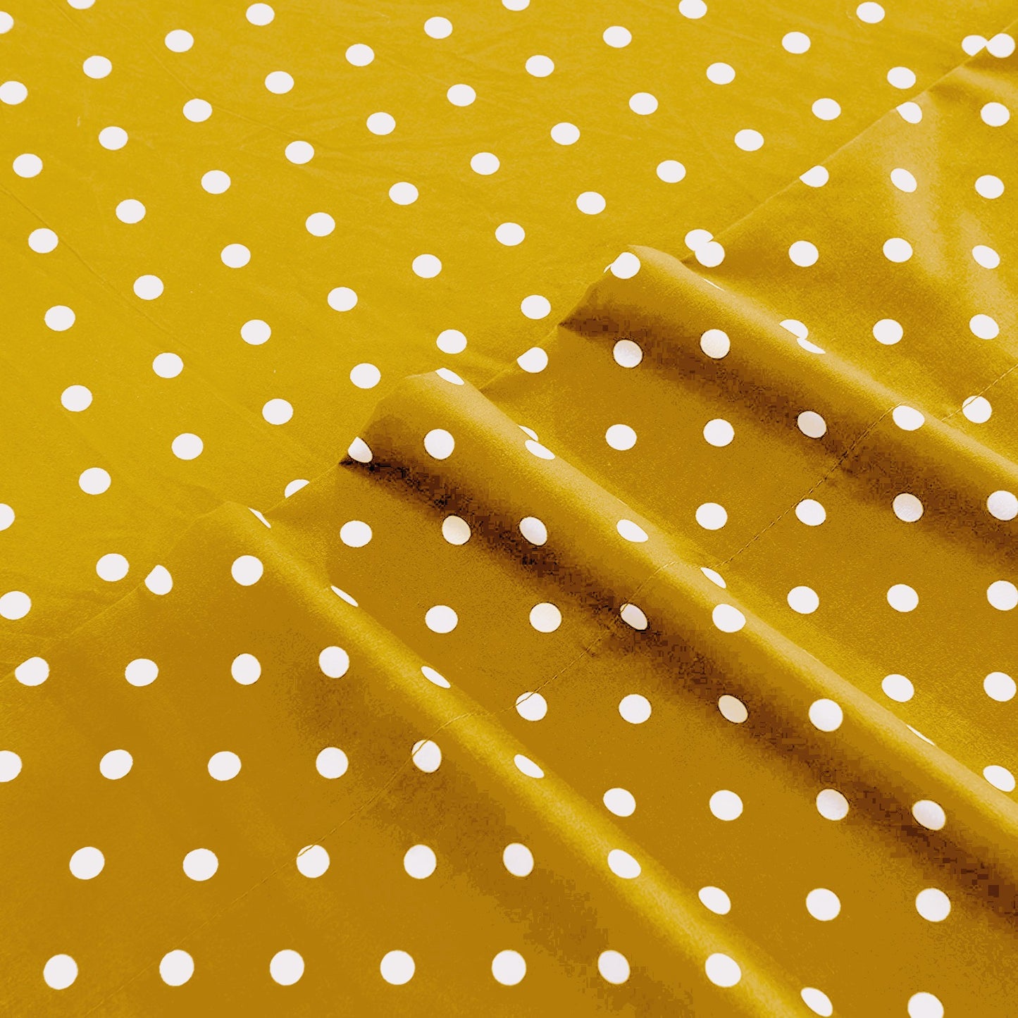 Fitted Bed Sheet-Mustard Polka Apricot