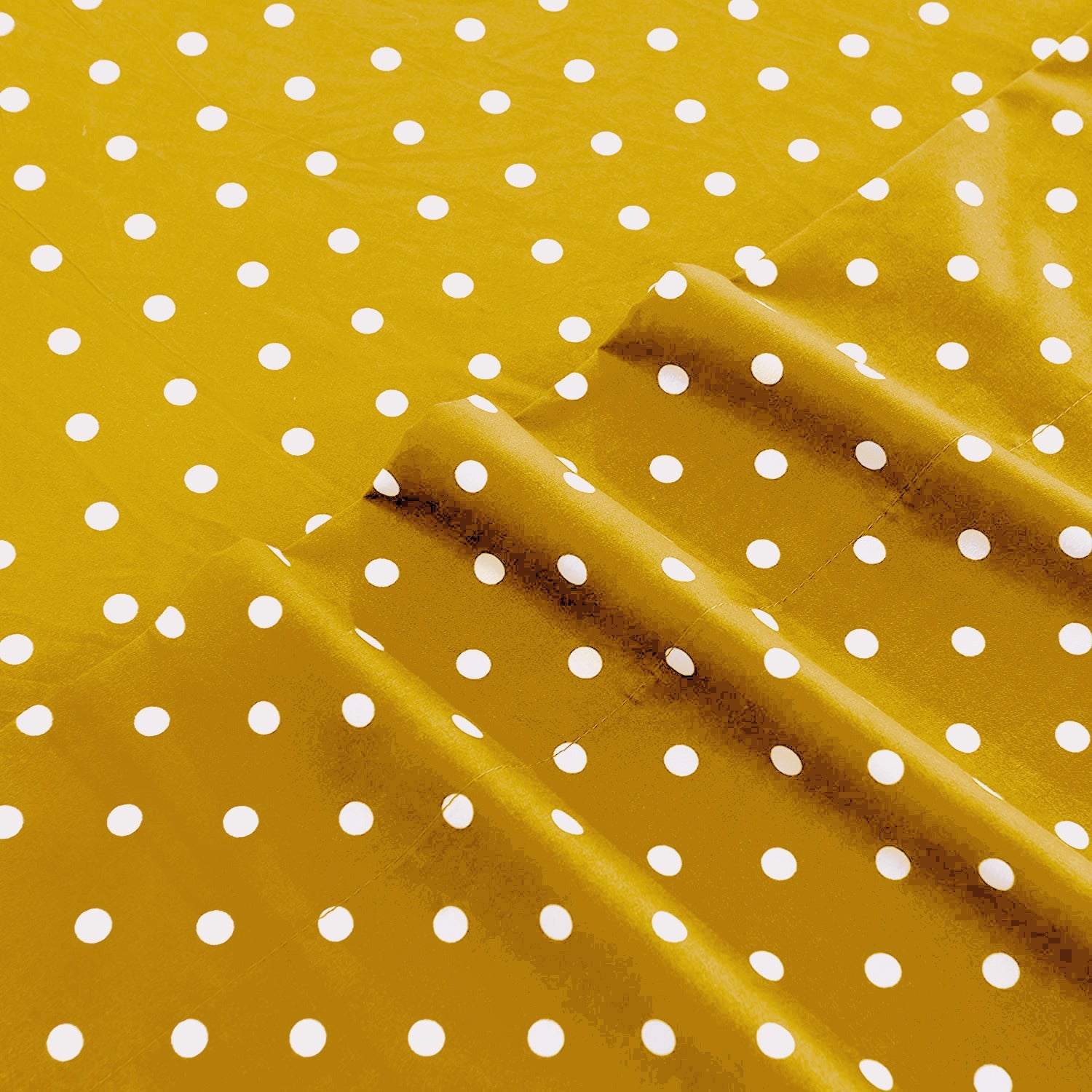 Fitted Bed Sheet-Mustard Polka Apricot