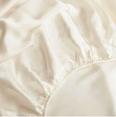 Fitted Bed Sheet-Off White/Ivory Apricot