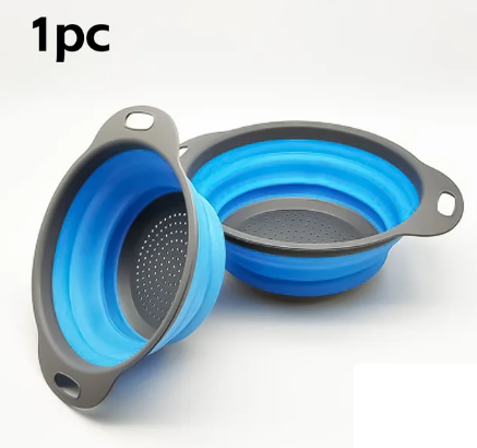 Foldable Silicone Drain Basket-Blue(Large)  Apricot   