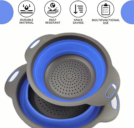 Foldable Silicone Drain Basket-Blue(Large)  Apricot   