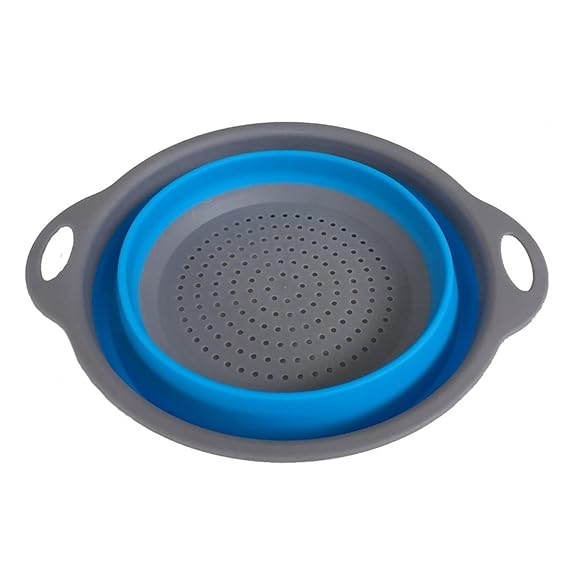 Foldable Silicone Drain Basket-Blue(Large)  Apricot   