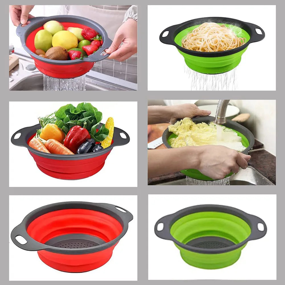 Foldable Silicone Drain Basket-Green(Large)  Apricot   