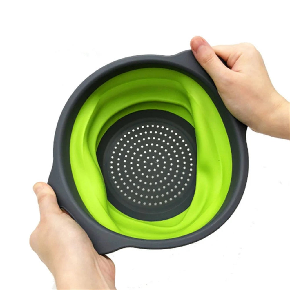 Foldable Silicone Drain Basket-Green(Large)  Apricot   