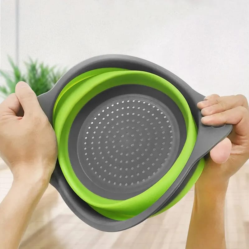 Foldable Silicone Drain Basket-Green(Large)  Apricot   