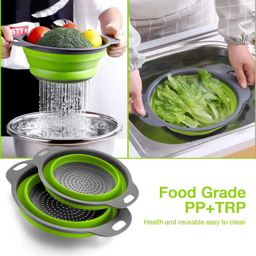 Foldable Silicone Drain Basket-Green(Large)  Apricot   