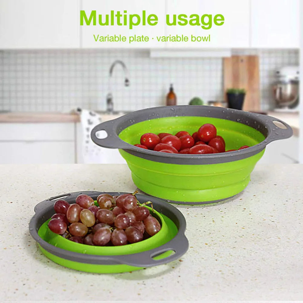 Foldable Silicone Drain Basket-Green(Large)  Apricot   