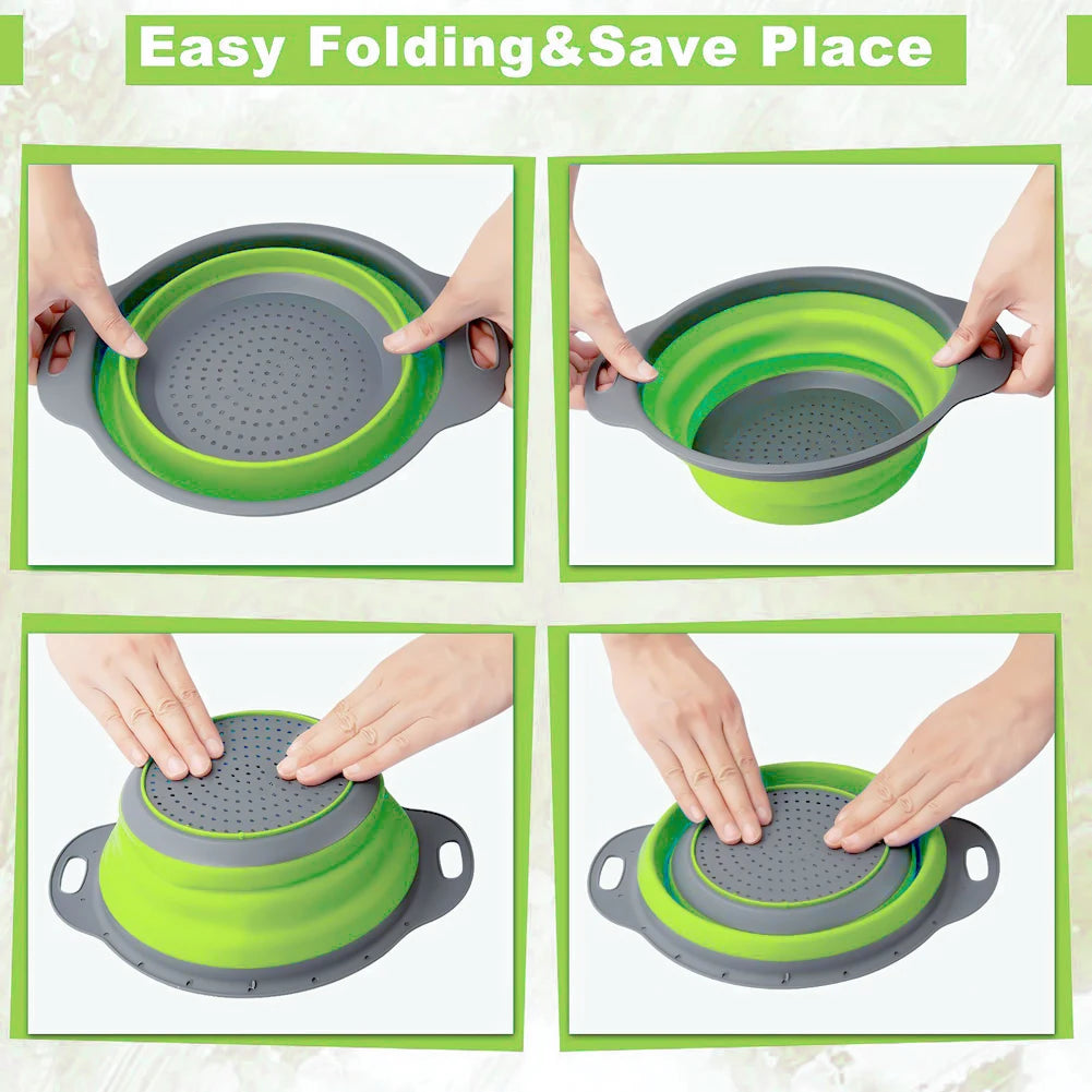 Foldable Silicone Drain Basket-Green(Large)  Apricot   